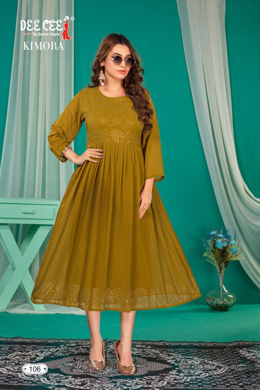 Deecee Kimora Georgette Wholesale Fancy Kurtis Collection — Rayon Kurti, Kimora wholesale from Surat - Gallery Image 5