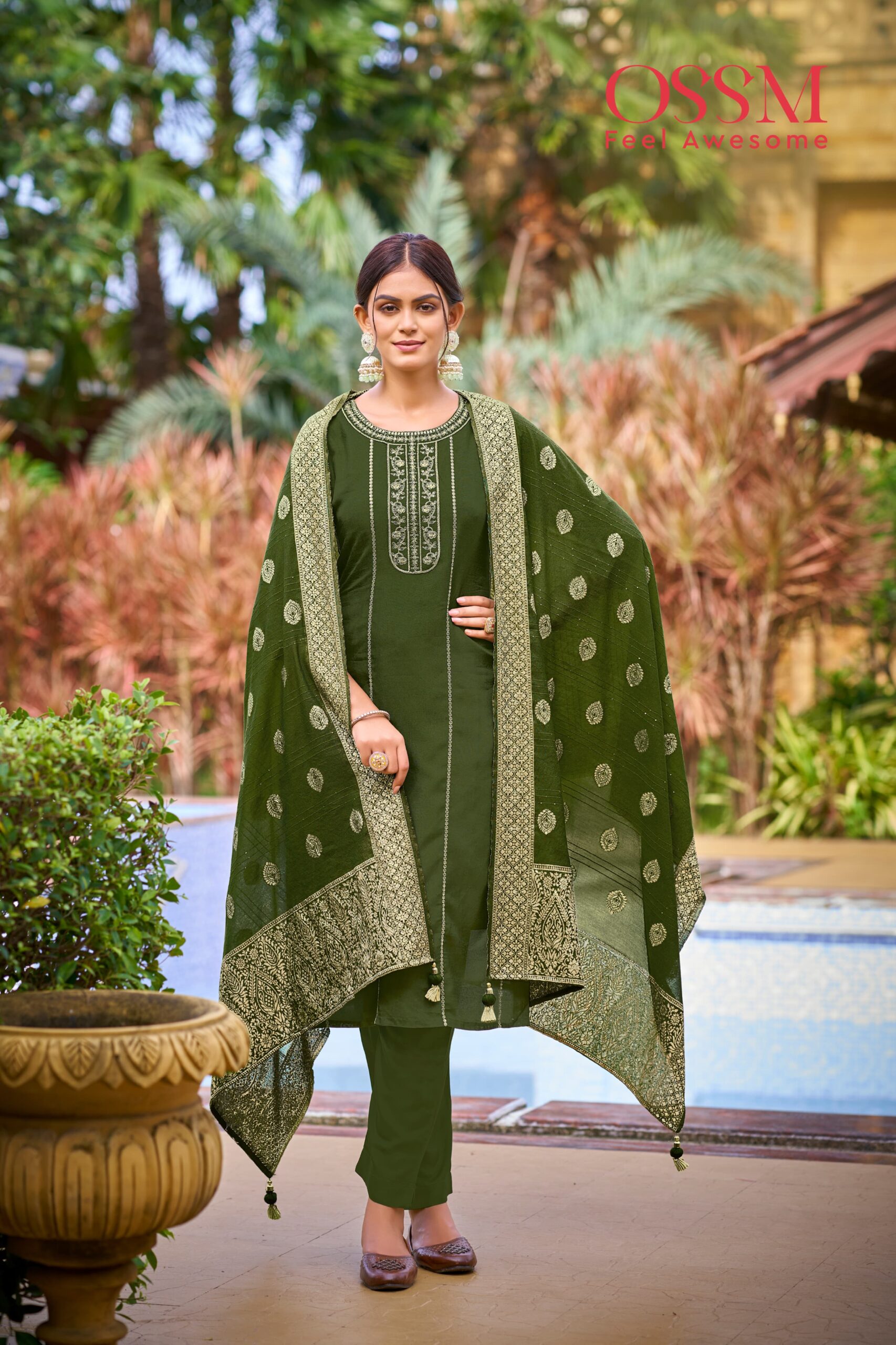 Ossm Dastoor Pure Viscos Russian/Dola Silk Wholesale Readymade Salwar Suit Collection - Image 4