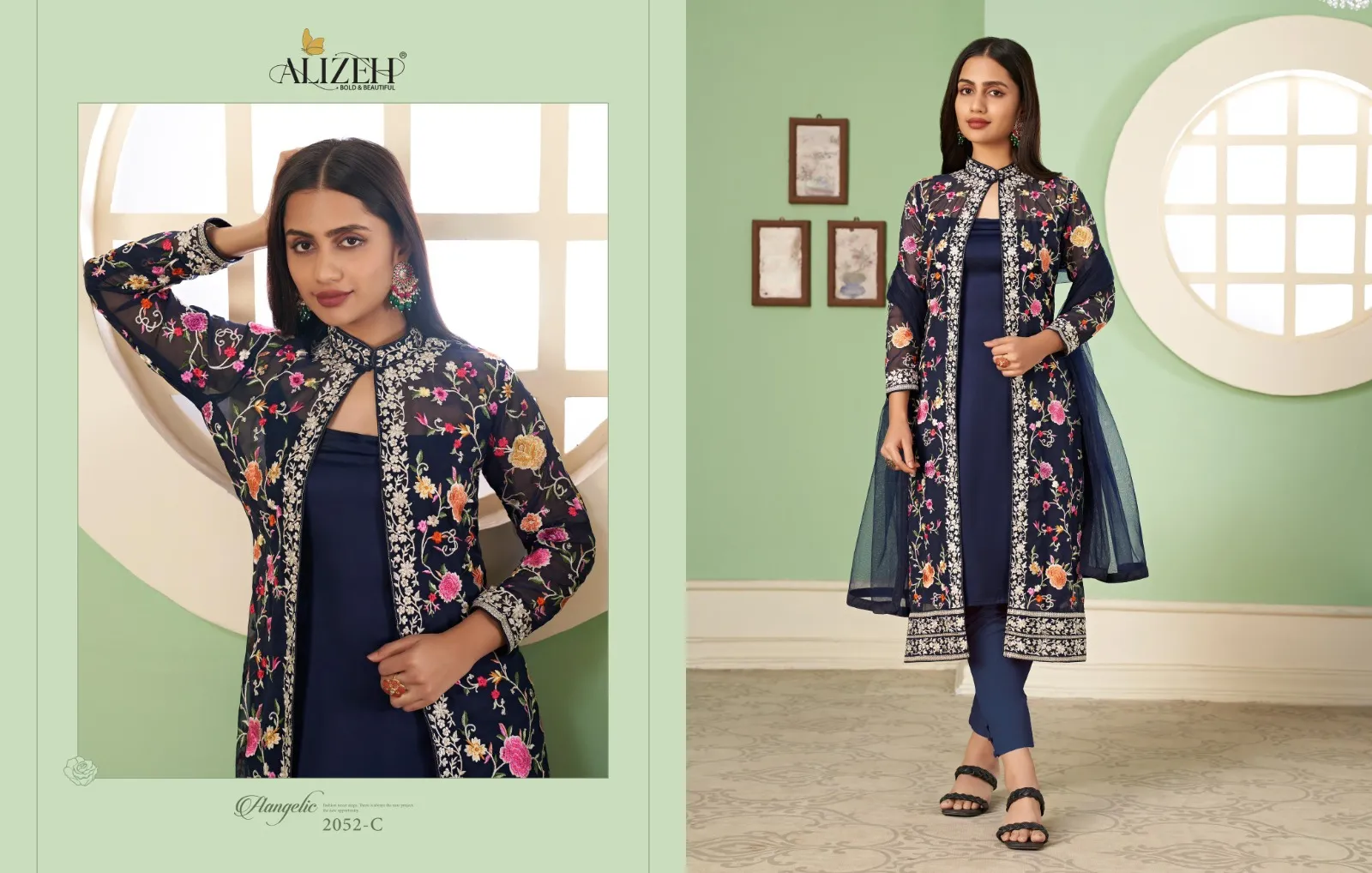 Alizeh Murad-10 Hit Colour 2052-C Georgette Wholesale Designer Dress Material Collection - Image 3