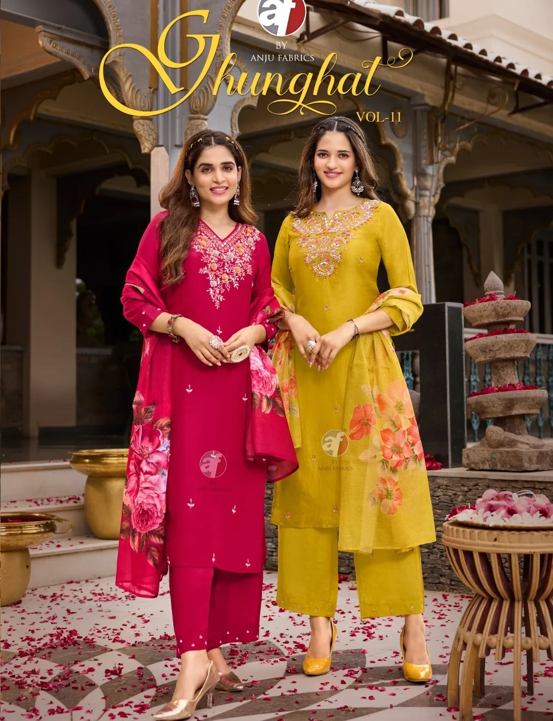 Anju Fabric Ghunghat Vol 11 Dola Silk Wholesale Designer Salwar Suit Collection — Wholesale Readymade Suit, Anju fabric wholesale from Surat — view 1