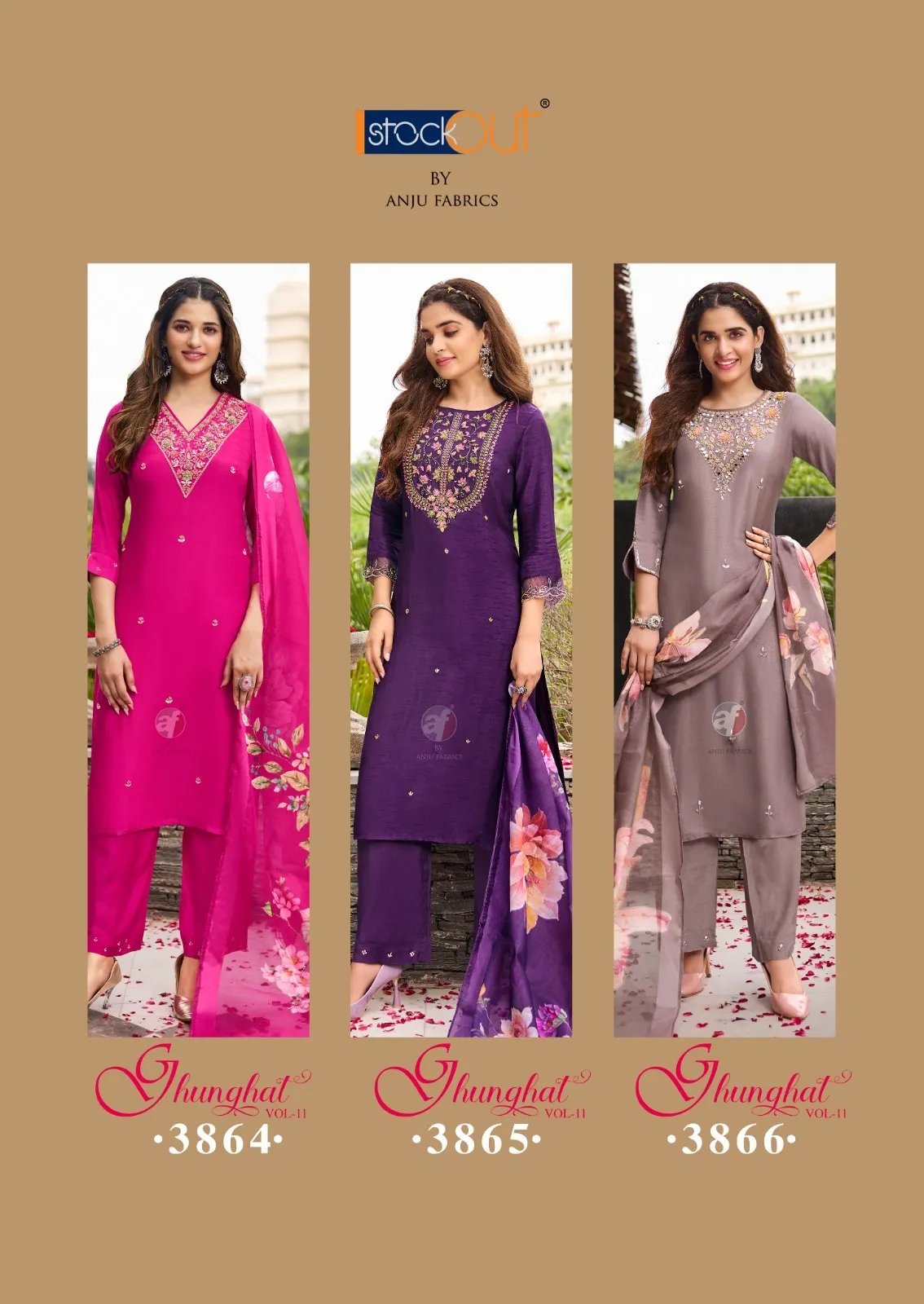 Anju Fabric Ghunghat Vol 11 Dola Silk Wholesale Designer Salwar Suit Collection — Wholesale Readymade Suit, Anju fabric wholesale from Surat - Gallery Image 4