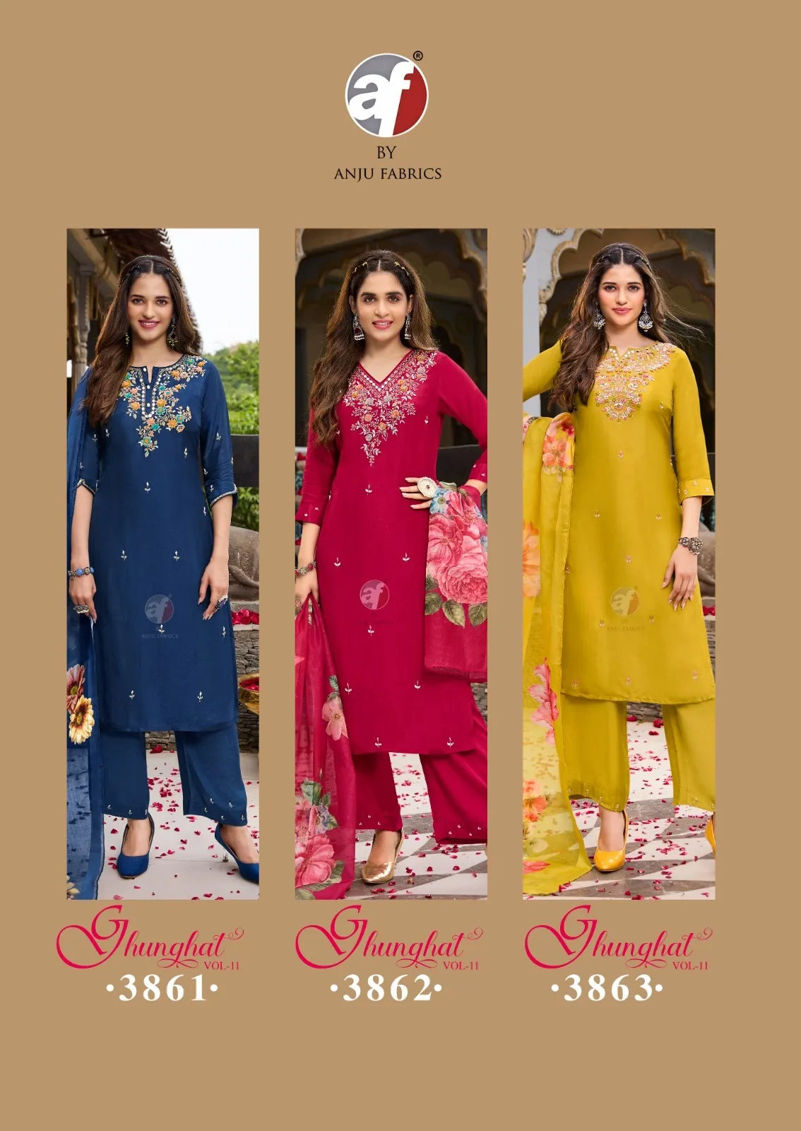 Anju Fabric Ghunghat Vol 11 Dola Silk Wholesale Designer Salwar Suit Collection — Wholesale Readymade Suit, Anju fabric wholesale from Surat - Gallery Image 5