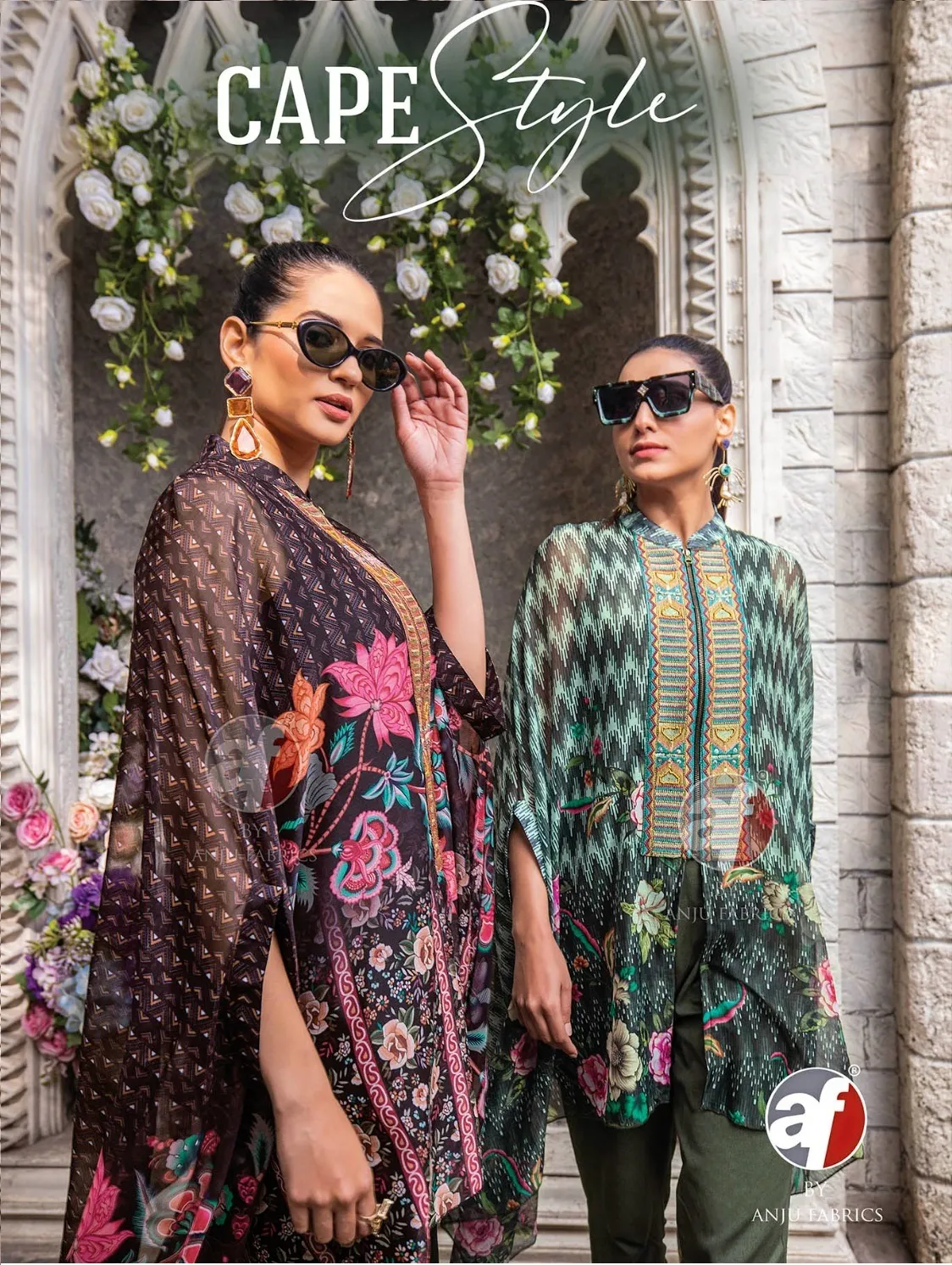 Anju Fabrics Cape Style Viscose Premium Chiffon Wholesale Readymade Salwar Suit Collection — Wholesale Readymade Suit, Anju fabric wholesale from Surat — view 1