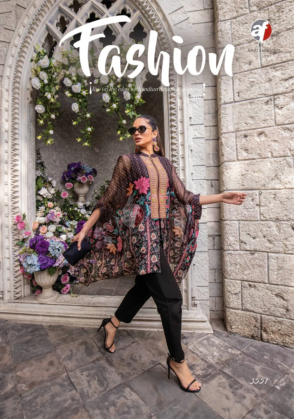 Anju Fabrics Cape Style Viscose Premium Chiffon Wholesale Readymade Salwar Suit Collection — Wholesale Readymade Suit, Anju fabric wholesale from Surat - Gallery Image 2