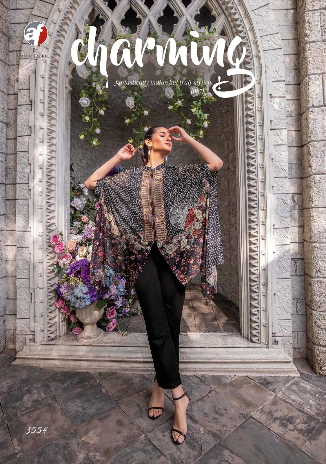 Anju Fabrics Cape Style Viscose Premium Chiffon Wholesale Readymade Salwar Suit Collection — Wholesale Readymade Suit, Anju fabric wholesale from Surat - Gallery Image 6