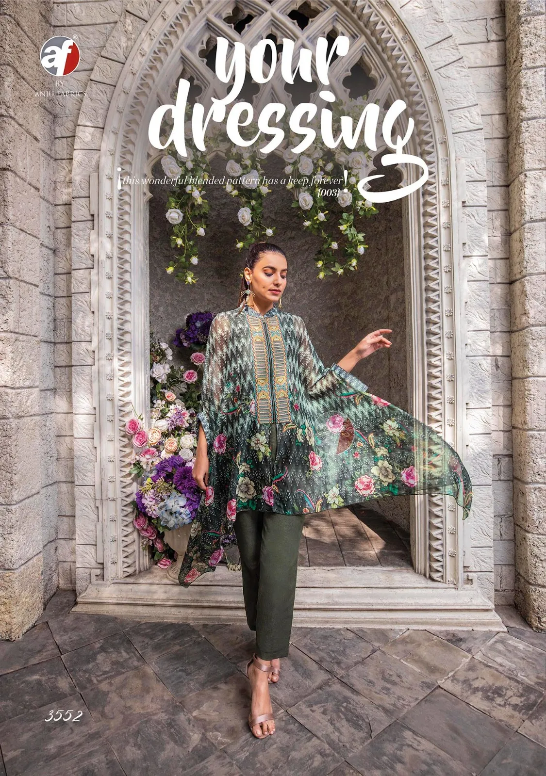 Anju Fabrics Cape Style Viscose Premium Chiffon Wholesale Readymade Salwar Suit Collection — Wholesale Readymade Suit, Anju fabric wholesale from Surat — view 7