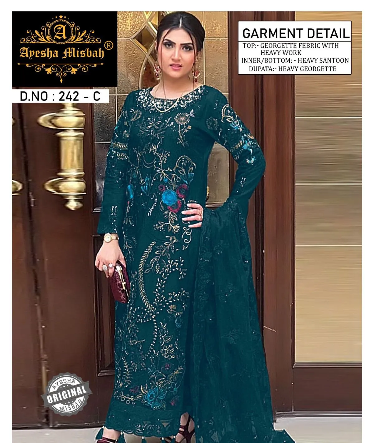 Ayesha Misbah 242 Georgette Wholesale Pakistani Salwar Suit Collection