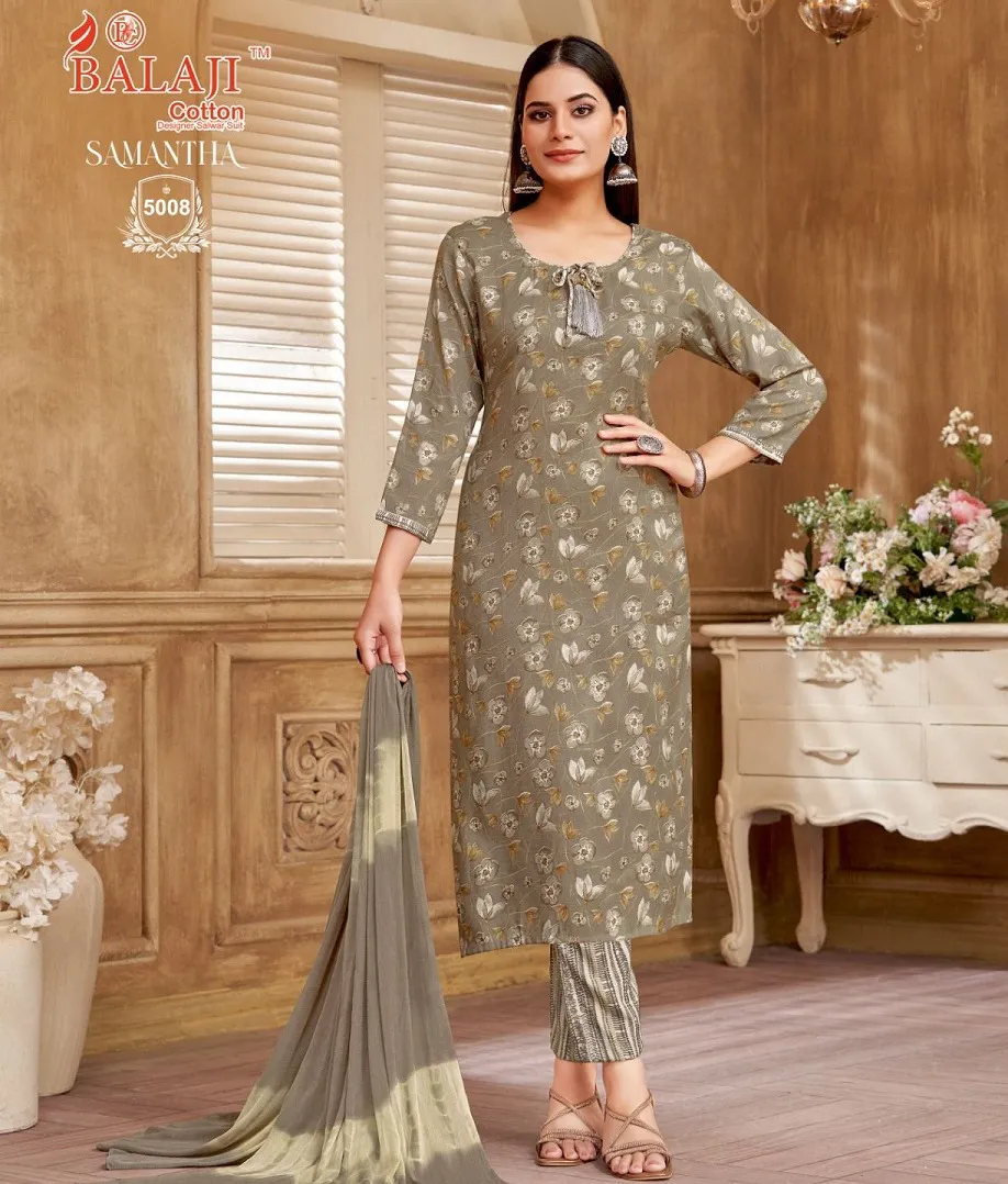 Balaji Samantha Vol 5 Rayon Printed Wholesale Readymade Salwar Suit Collection