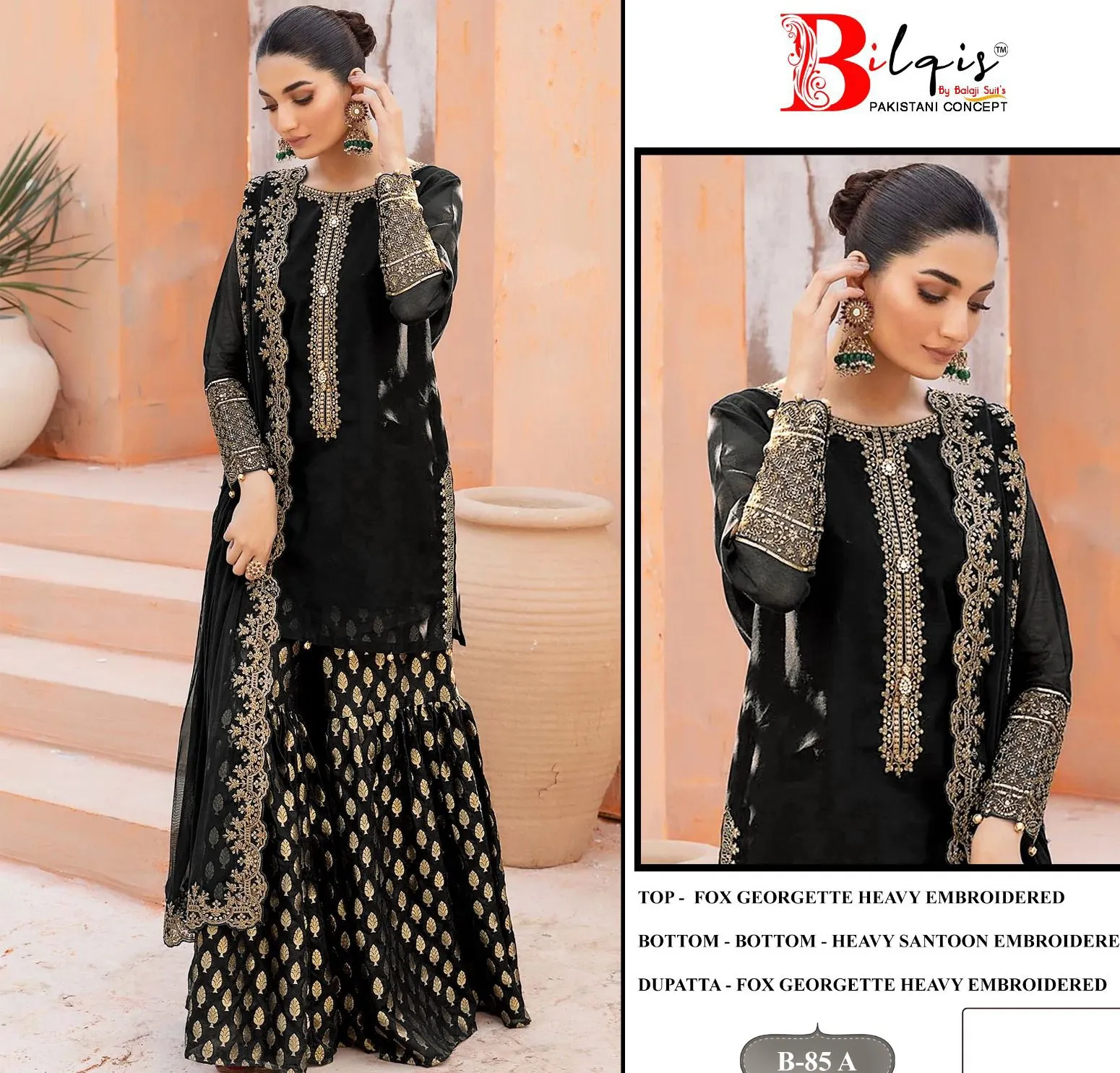 Bilqis B 85 Faux Georgette Wholesale Pakistani Salwar Suit Collection
