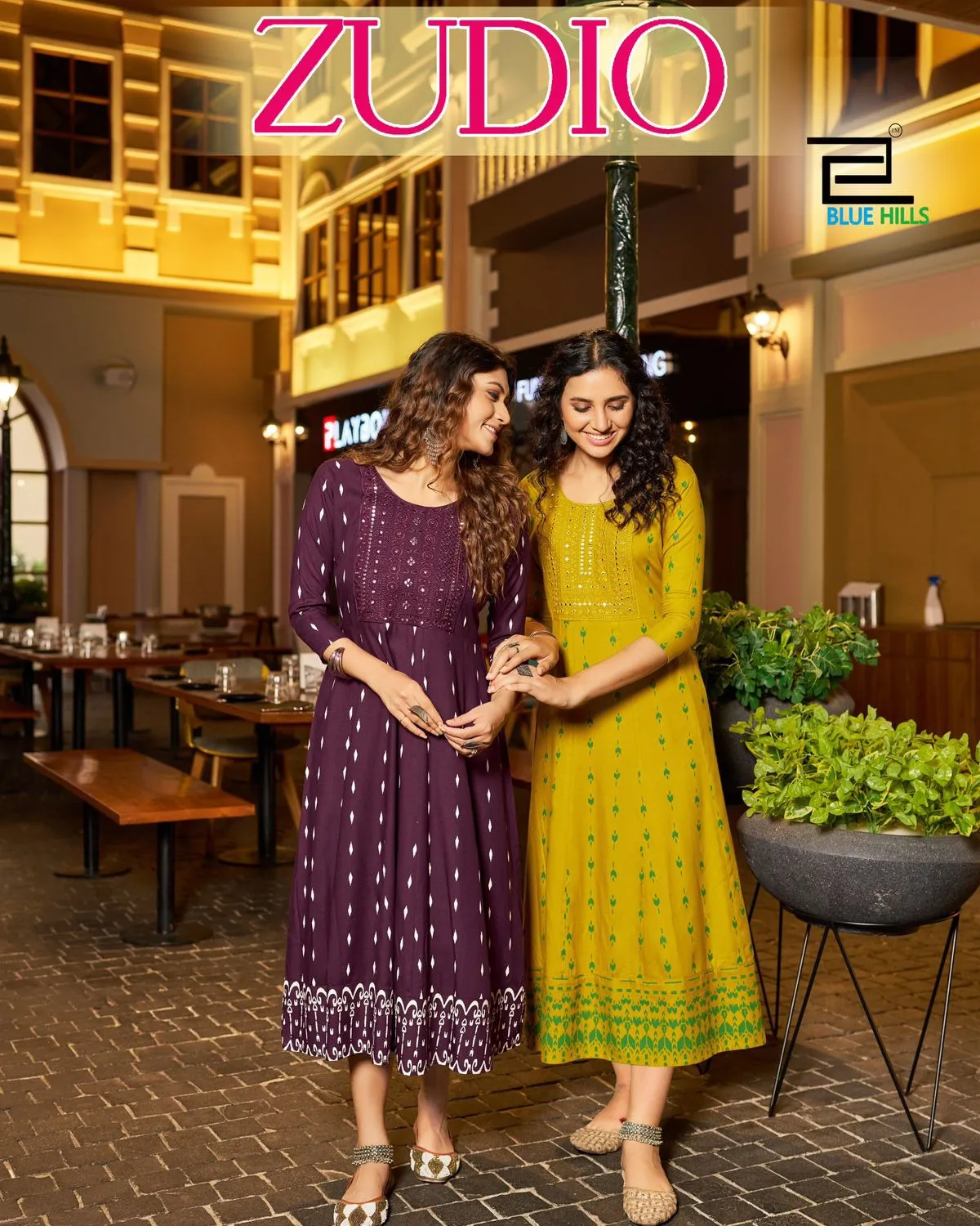 Blue Hills Zudio Rayon 14Kg Wholesale Anarkali Kurtis Collection