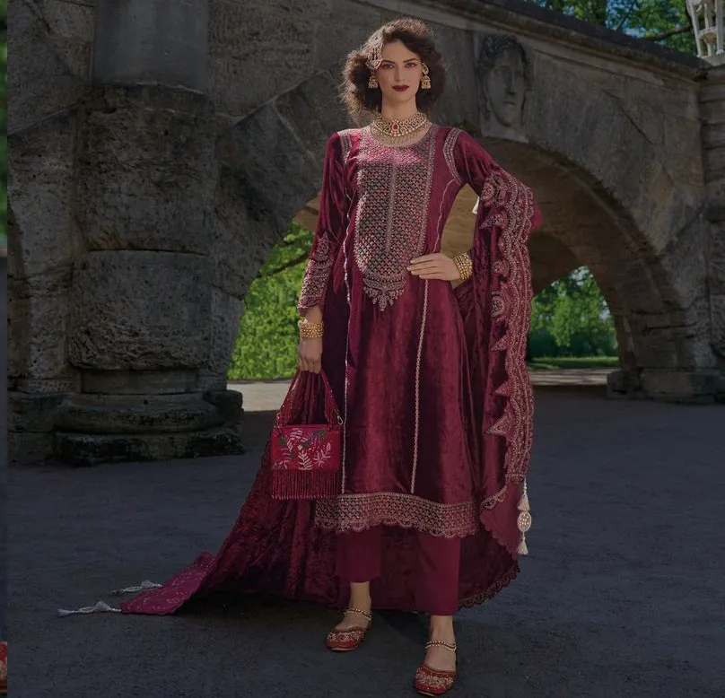 Cinderella Velvet Meenakari Pure Viscose Velvet Wholesale Winter Collection