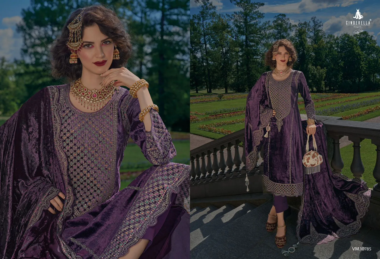 Cinderella Velvet Meenakari Pure Viscose Velvet Wholesale Winter Collection - Image 3