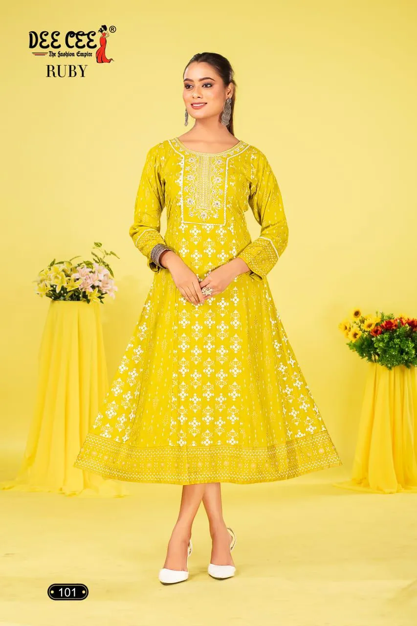 Deecee Ruby Rayon Wholesale Kurti Collection - Image 3