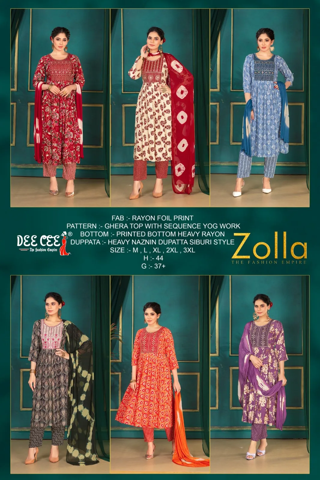 Deecee Zolla Rayon Foil Print Wholesale Readymade Salwar Suit Collection - Image 5