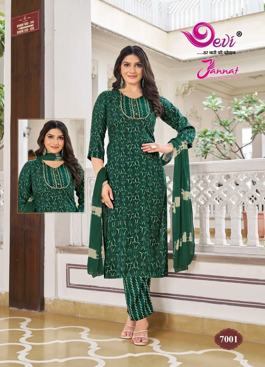 Devi Jannat Vol 7 Rayon Wholesale Readymade Salwar Suit Collection - Image 2