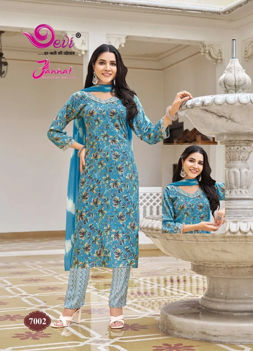 Devi Jannat Vol 7 Rayon Wholesale Readymade Salwar Suit Collection - Image 4