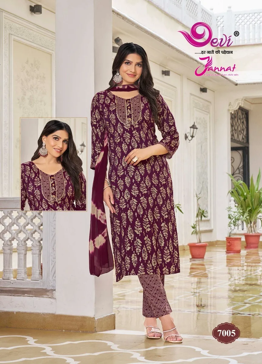 Devi Jannat Vol 7 Rayon Wholesale Readymade Salwar Suit Collection - Image 6