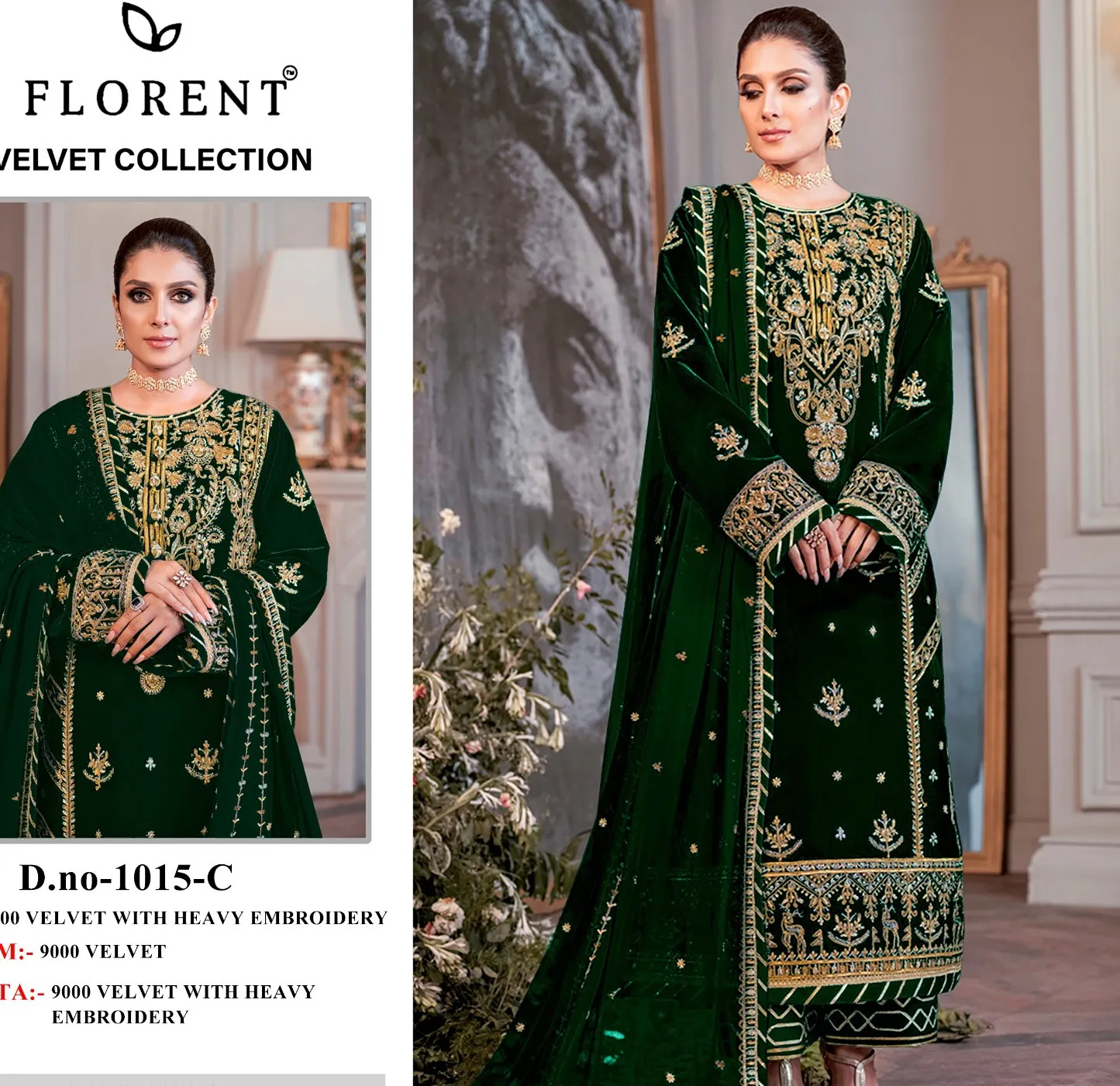 Florent 1015 A To D Velvet Wholesale Pakistani Salwar Suit Collection