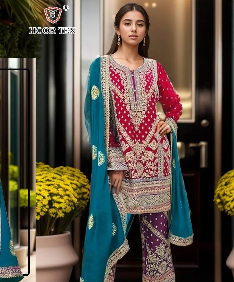 Hoor Tex H 269 Heavy Chinon Wholesale Pakistani Salwar Suit Collection