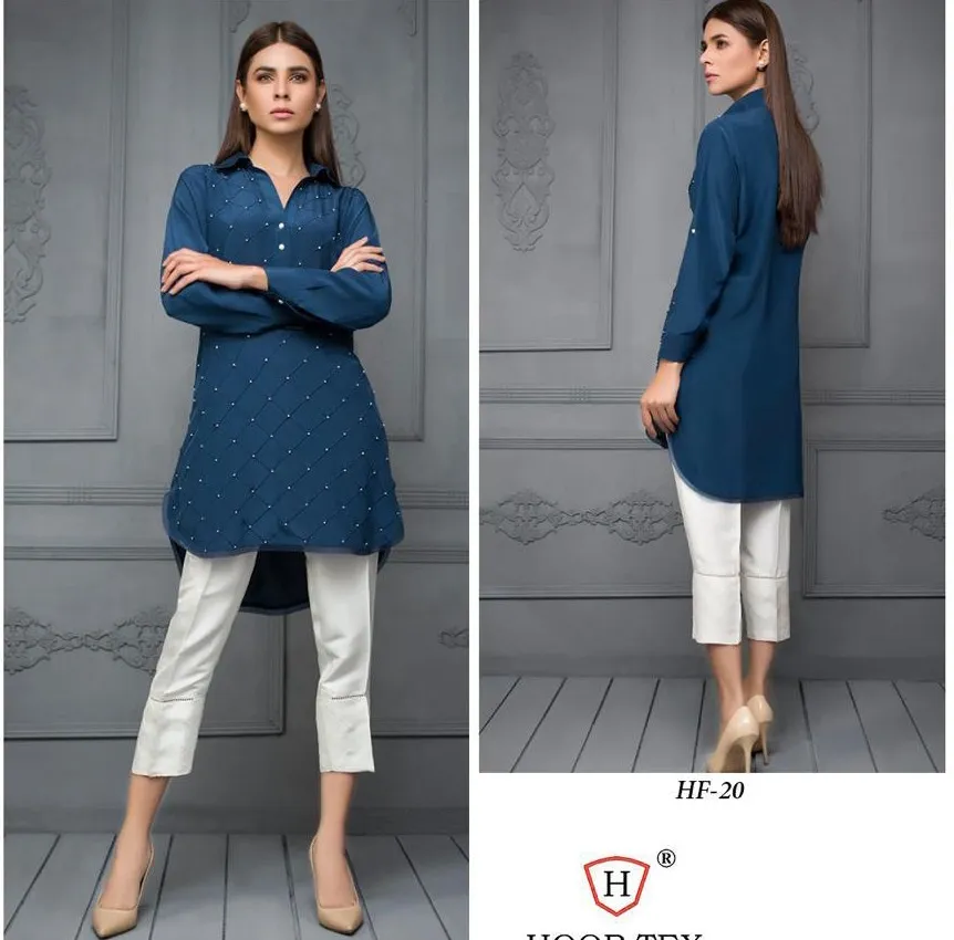 Hoor Tex HF-20 Georgette Wholesale Pakistani Kurti With Pant Collection