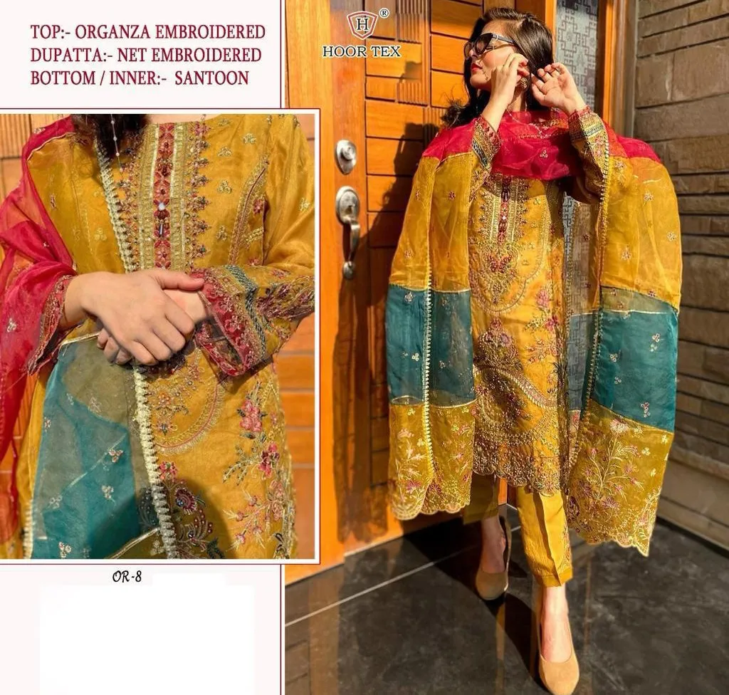 Hoor Tex OR-8 Heavy Organza Wholesale Pakistani Salwar Suit Collection