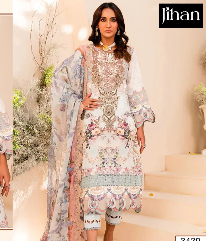 Jihan Needle Wonder Vol 3 Chiffon Dupatta Wholesale Pakistani Salwar Suit Collection