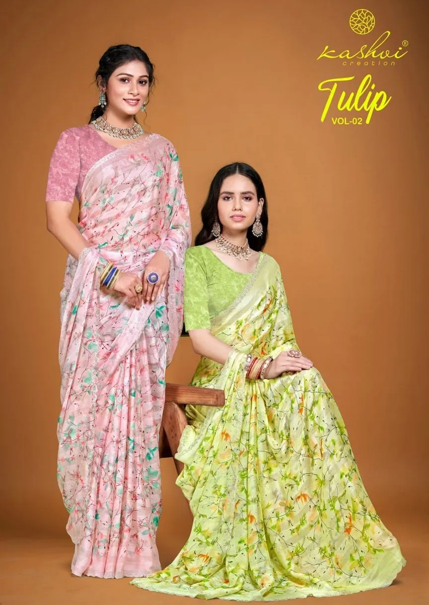 Kashvi Creation Tulip Vol 2 Pc Rimzim Wholesale Fancy Sarees Collection
