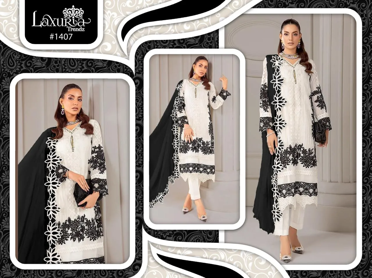 Laxuria Trendz 1407 Georgette Wholesale Pakistani Salwar Suit Collection — Wholesale Readymade Suit, Vardan Ethnic wholesale from Surat — view 3