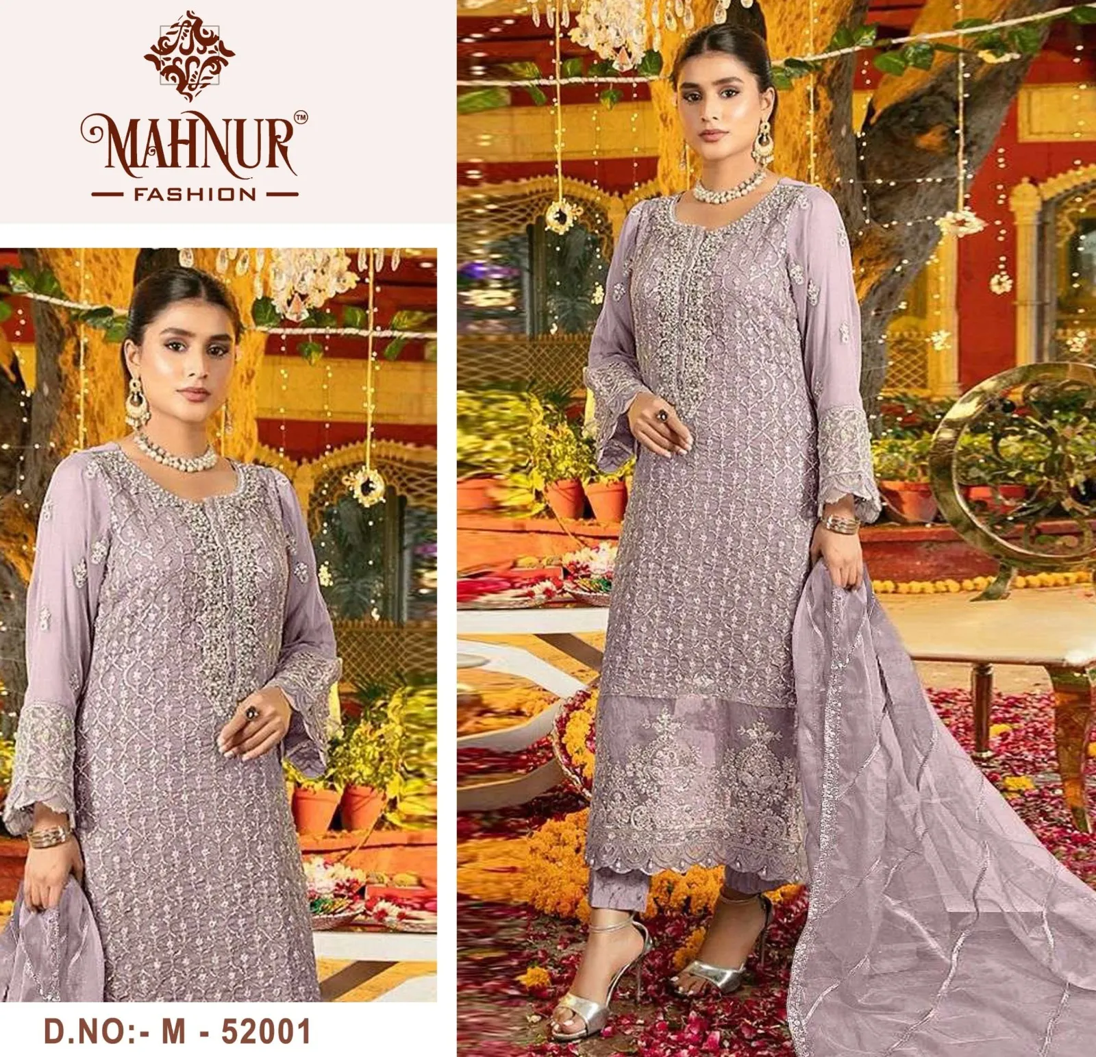 Mahnur Vol 52 Organza Wholesale Pakistani Salwar Suit Collection