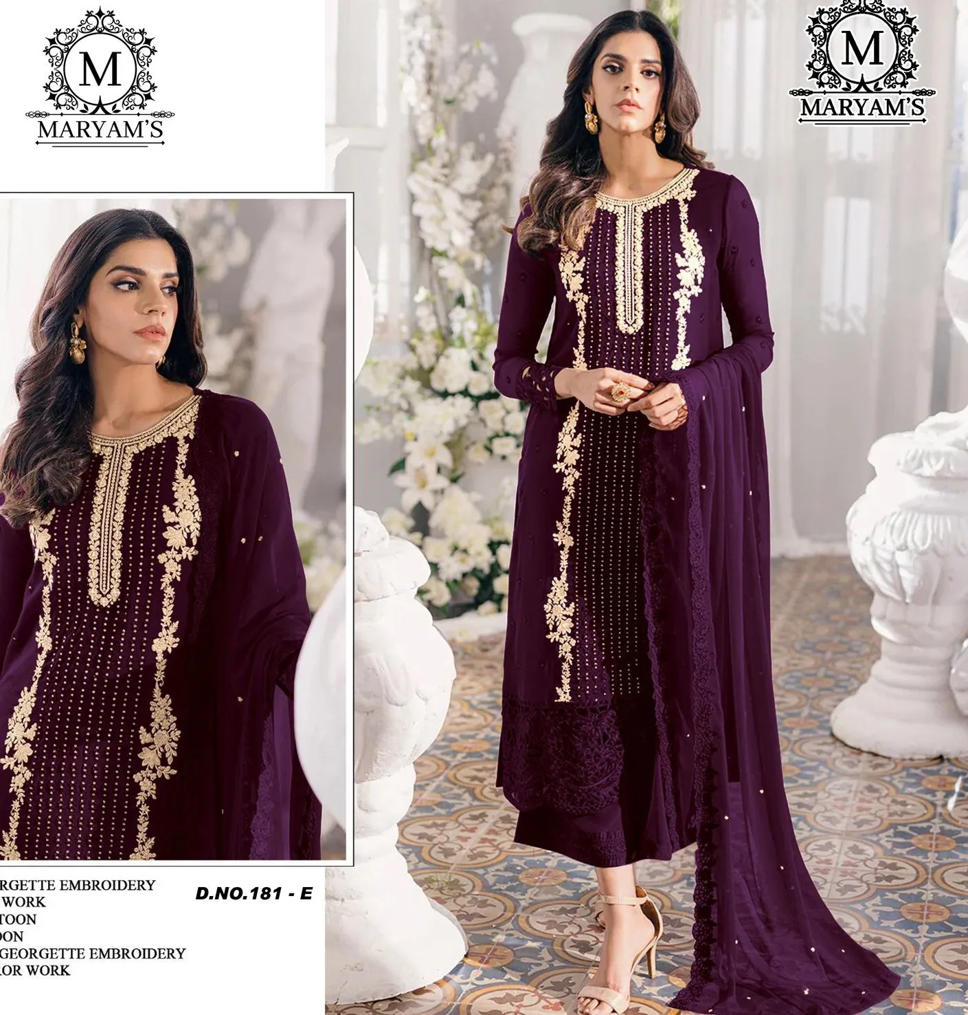 Maryams 181 Georgette Wholesale Pakistani Salwar Suit Collection