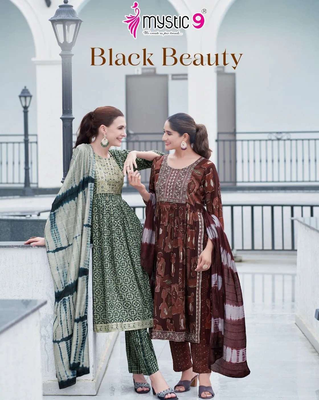 Mystic 9 Black Beauty Vol 2 Rayon Foil Print Wholesale Readymade Salwar Suit Collection
