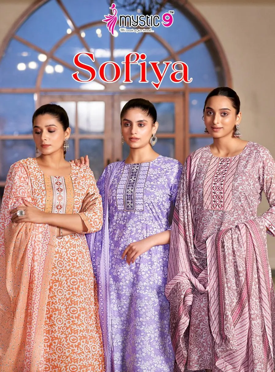 Mystic 9 Sofiya Vol 1 Premium Cotton Printed Wholesale Readymade Salwar Suit Collection