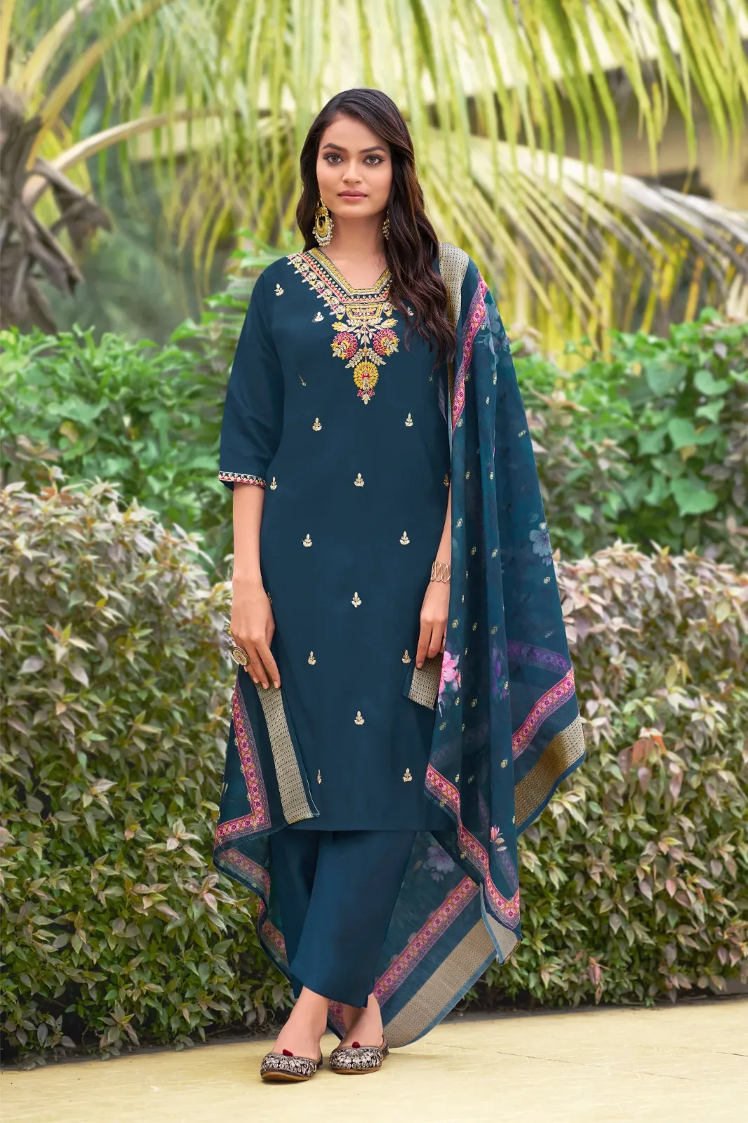 Ossm Nusrat Viscose Roman Silk Wholesale Readymade Salwar Suit Collection - Image 4