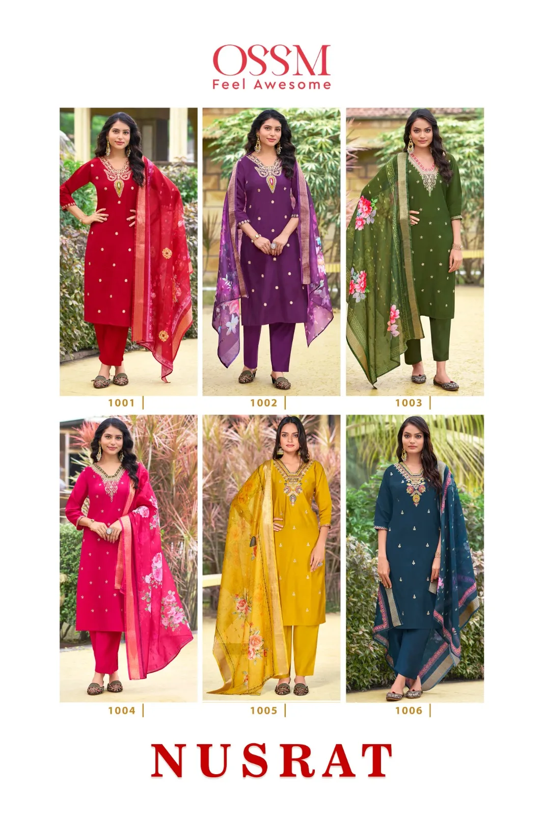 Ossm Nusrat Viscose Roman Silk Wholesale Readymade Salwar Suit Collection - Image 6
