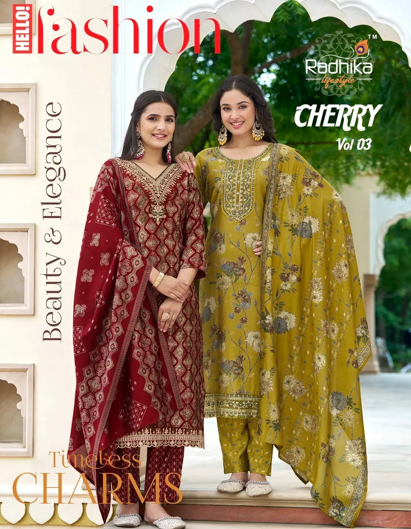 Radhika Cherry Vol 3 Modal Chanderi Wholesale Readymade Salwar Suit Collection