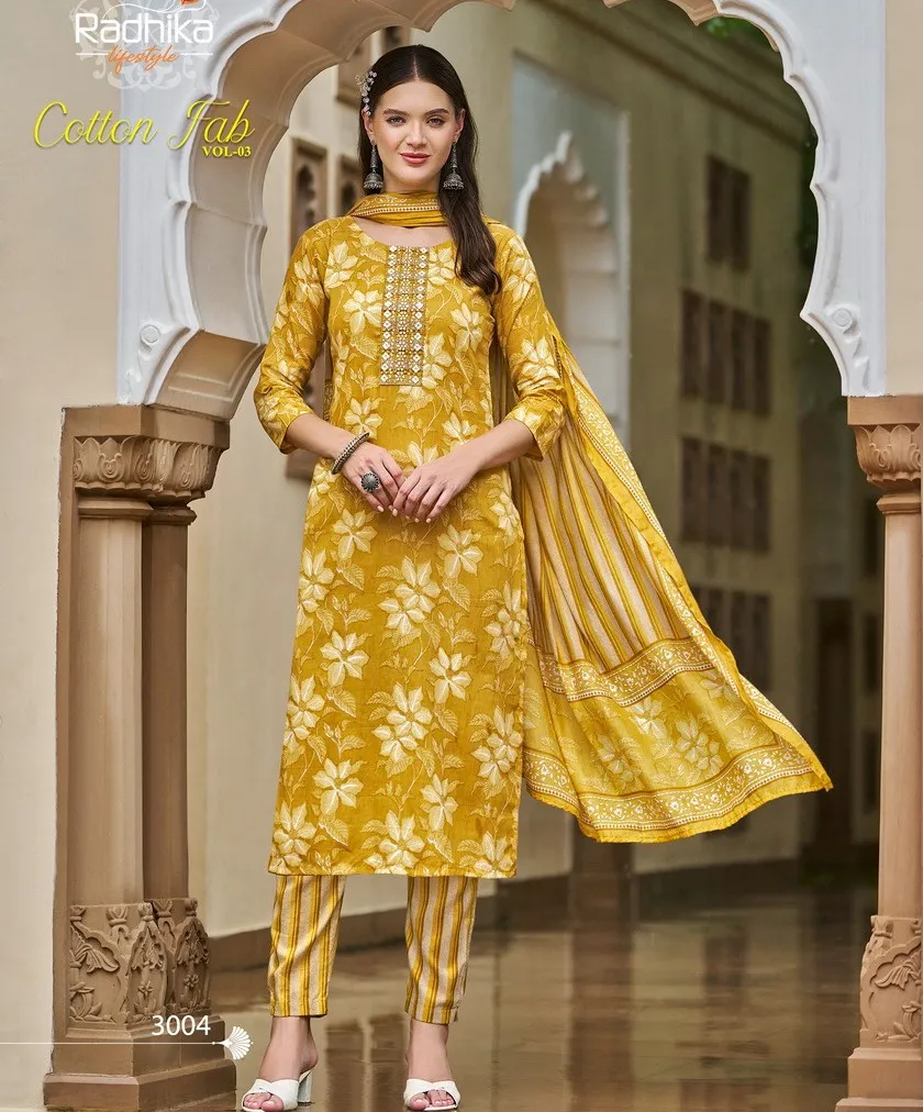 Radhika Cotton Fab Vol 3 Printed Wholesale Readymade Salwar Suit Collection