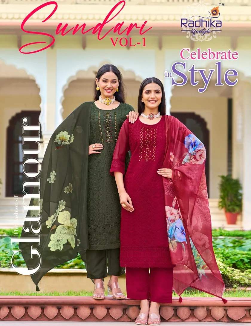 Radhika Lifestyle Sundari Vol 1 Pure Organza Wholesale Readymade Salwar Suit Collection