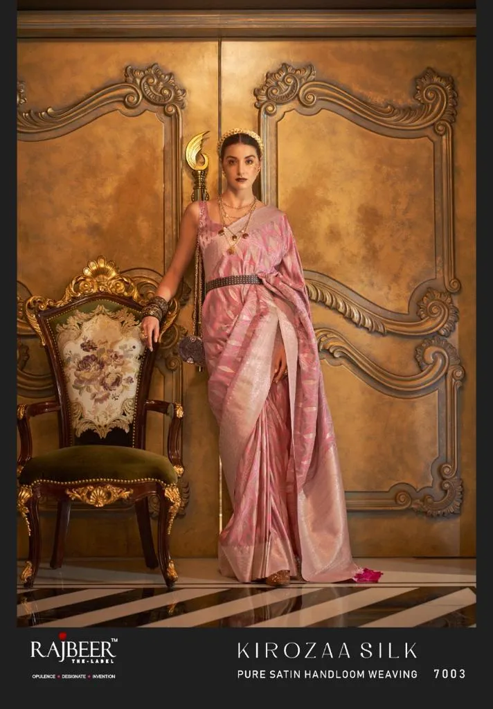 Rajbeer Kirozaa Silk Pure Satin Wholesale Fancy Sarees Collection - Image 9
