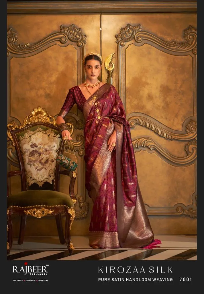 Rajbeer Kirozaa Silk Pure Satin Wholesale Fancy Sarees Collection - Image 11