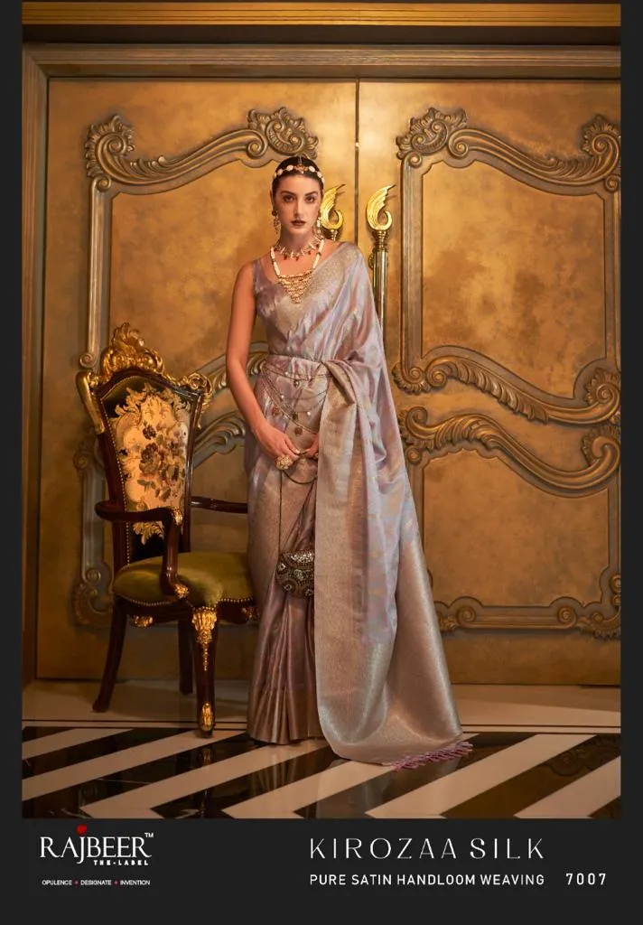 Rajbeer Kirozaa Silk Pure Satin Wholesale Fancy Sarees Collection - Image 4