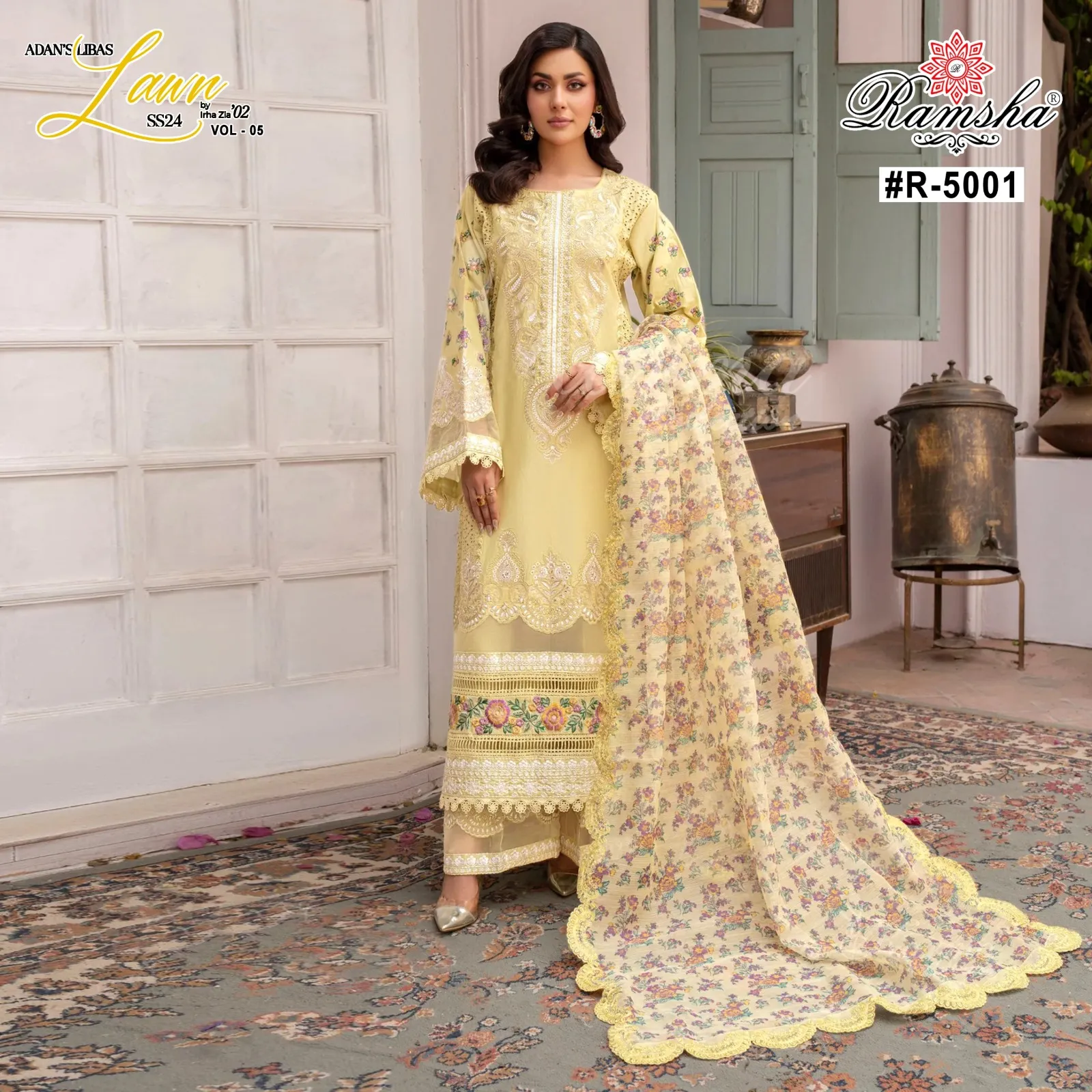 Ramsha Adan Libas Vol 5 Cambric Embroidered Wholesale Pakistani Salwar Suit Collection