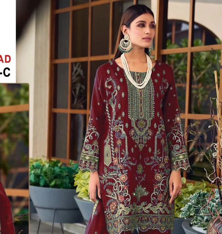 Ramsha R 1128 Organza Wholesale Pakistani Salwar Suit Collection