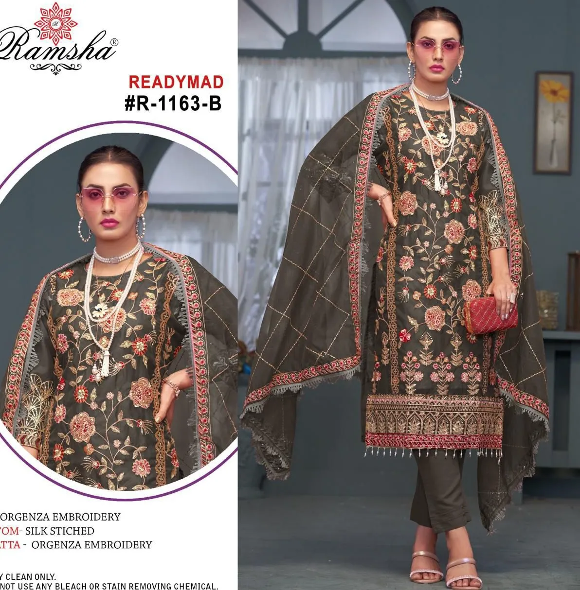 Ramsha R-1163 nx Organza Wholesale Pakistrani Salwar Suit Collection
