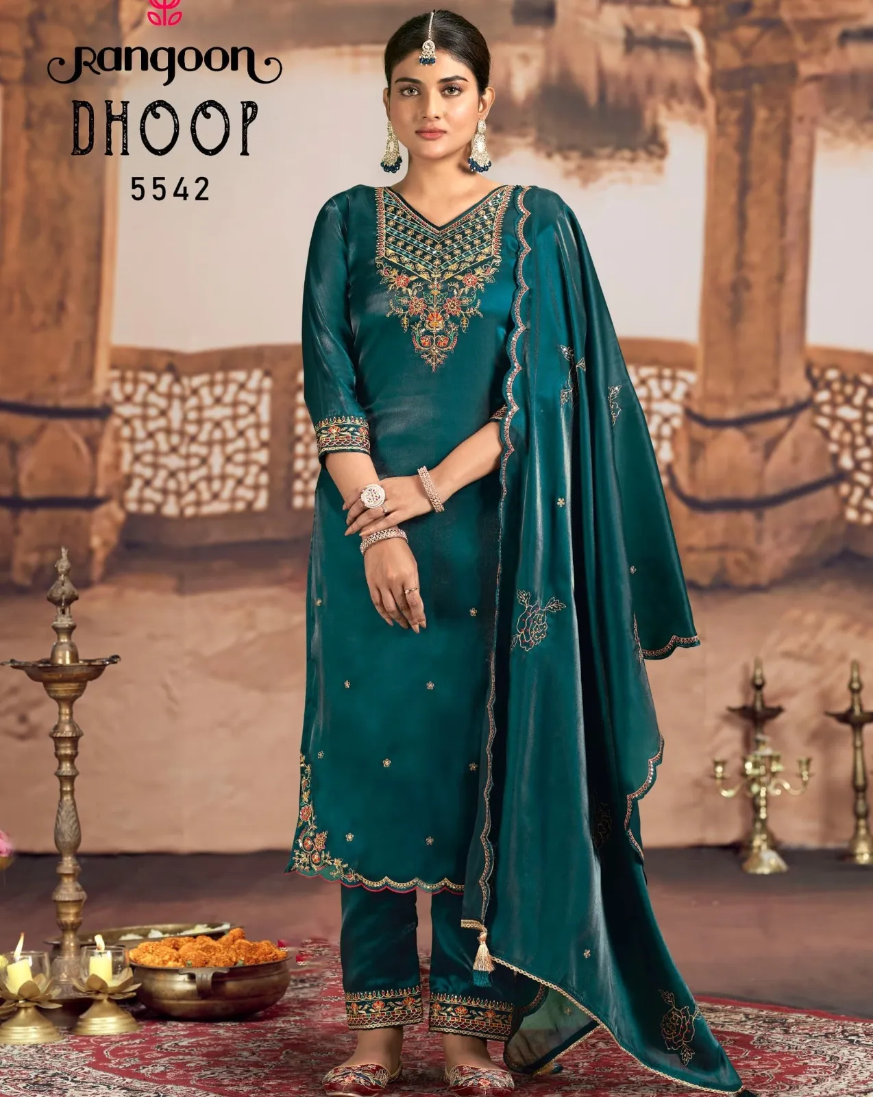 Rangoon Dhoop Pure Satin Crep Wholesale Readymade Salwar Suit Collection
