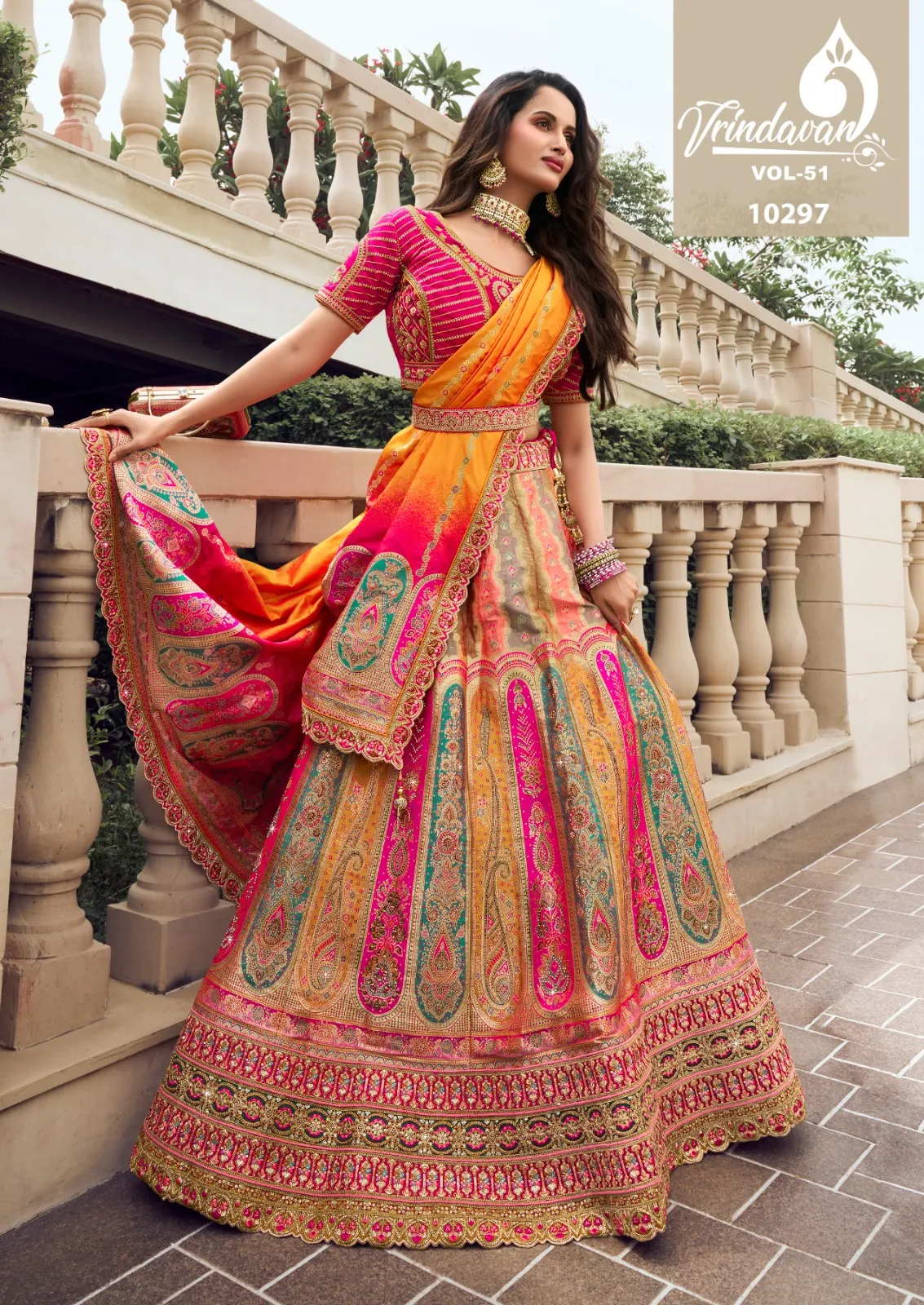 Royal Vrindavan Vol 51  Banarasi Silk Designer Wholesale Lehenga Collection — Lehenga, Royal Virndavan wholesale from Surat — view 10