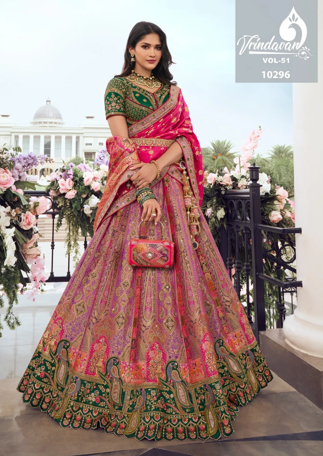 Royal Vrindavan Vol 51 Banarasi Silk Designer Wholesale Lehenga Collection — Lehenga, Royal Virndavan wholesale from Surat - Gallery Image 4
