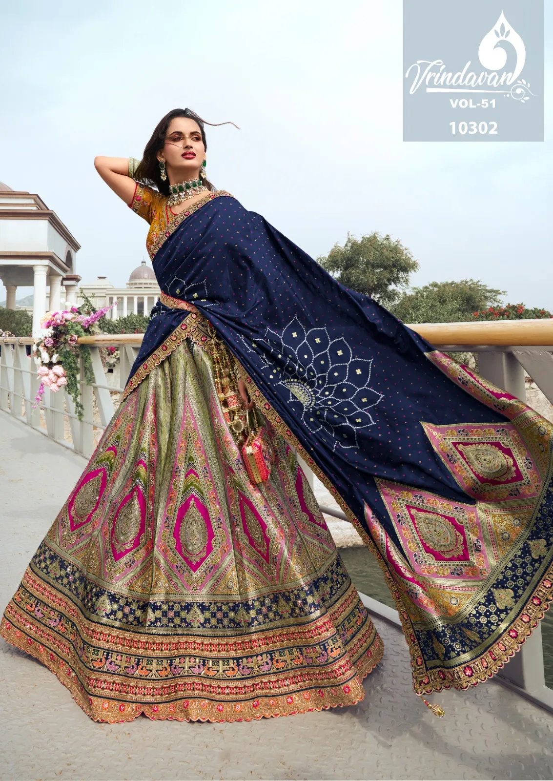 Royal Vrindavan Vol 51 Banarasi Silk Designer Wholesale Lehenga Collection — Lehenga, Royal Virndavan wholesale from Surat - Gallery Image 6