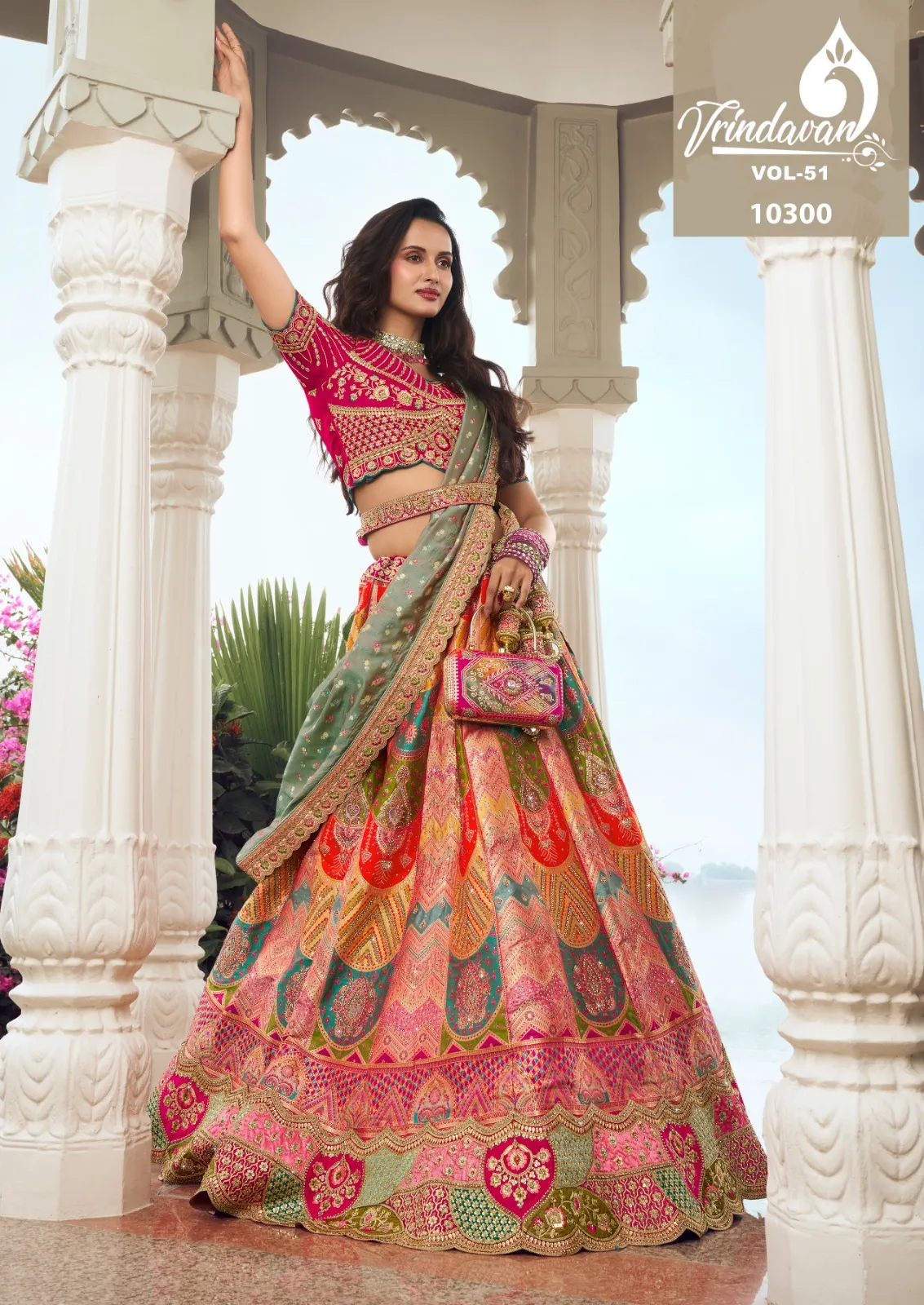 Royal Vrindavan Vol 51 Banarasi Silk Designer Wholesale Lehenga Collection — Lehenga, Royal Virndavan wholesale from Surat - Gallery Image 7
