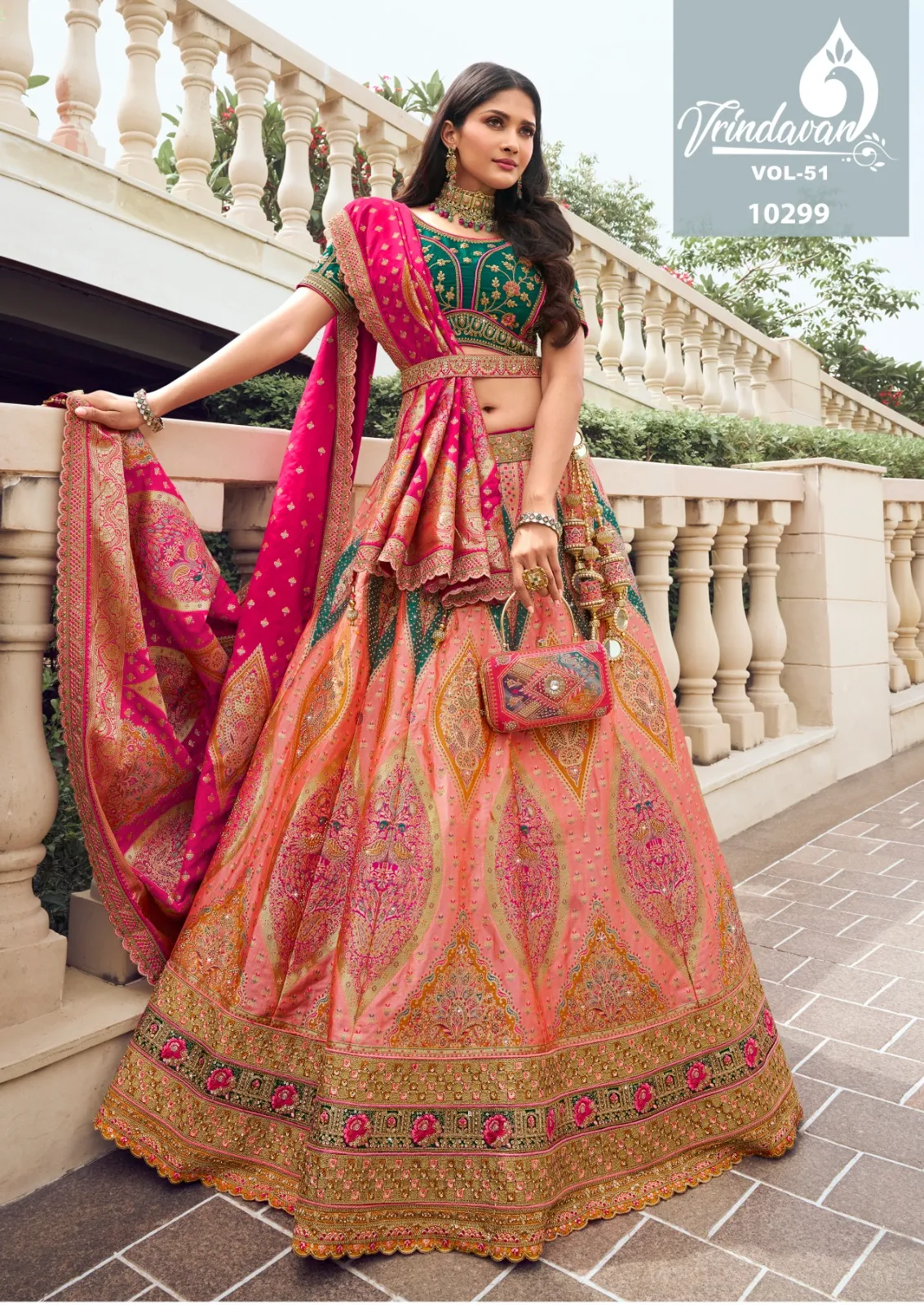 Royal Vrindavan Vol 51 Banarasi Silk Designer Wholesale Lehenga Collection — Lehenga, Royal Virndavan wholesale from Surat - Gallery Image 8
