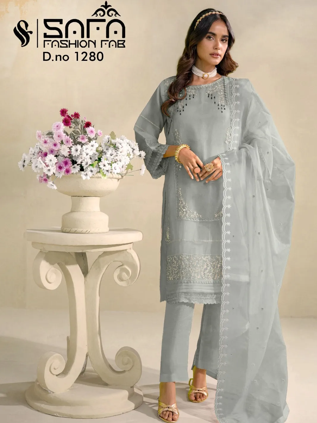 Safa Fashion Fab 1280 Georgette Wholesale Readymade Pakistani Salwar Suit Collection